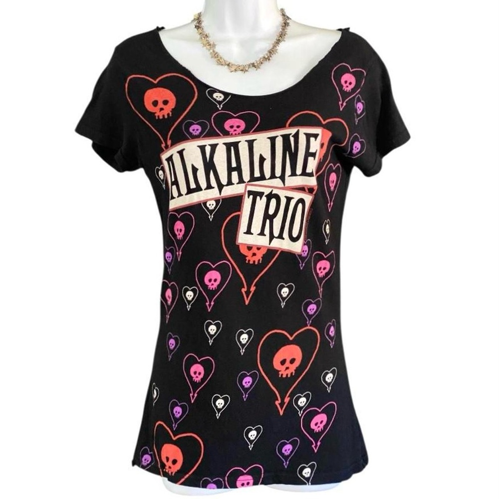 Vintage Y2K Alkaline Trio Babydoll Tee S Scene Punk Alt Girl Band Shirt Hearts